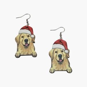 Golden Retriever Wood Drop Earring